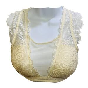 Rene Rofe Bra Size L Cream Lace Bralette Soft Cup 34B Pure Beauty CATB85970